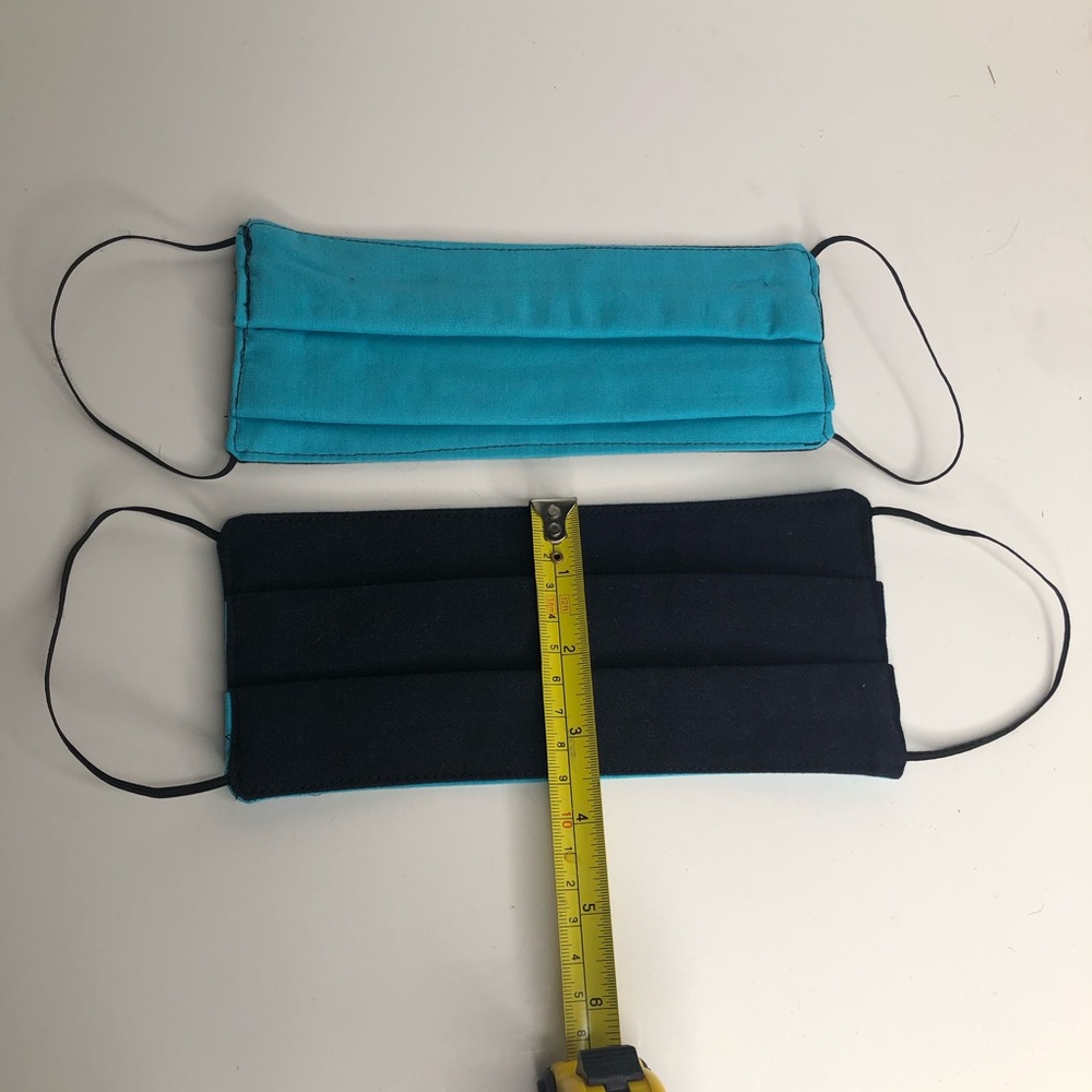 2 Handmade Unisex Black Blue Cotton Face Masks NEW - Picture 4 of 8